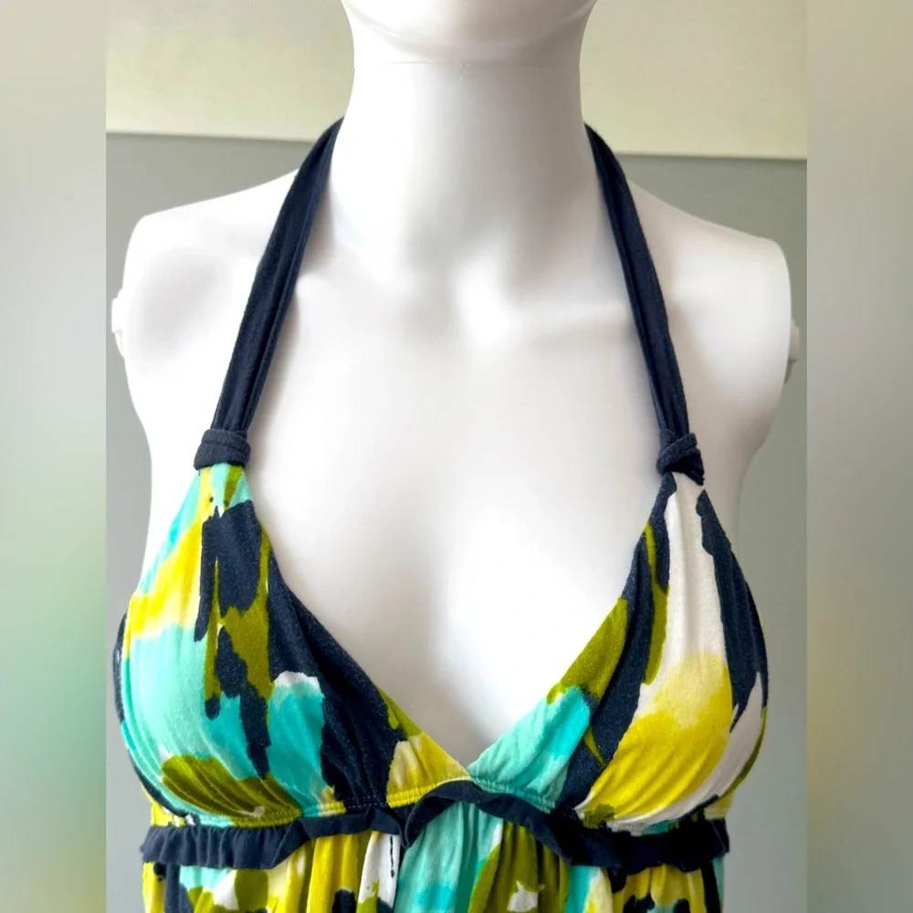Abercrombie & Fitch MultiColor Floral Flowy Halter Tank Top Ruffle Ruched Bust-S - Picture 4 of 10